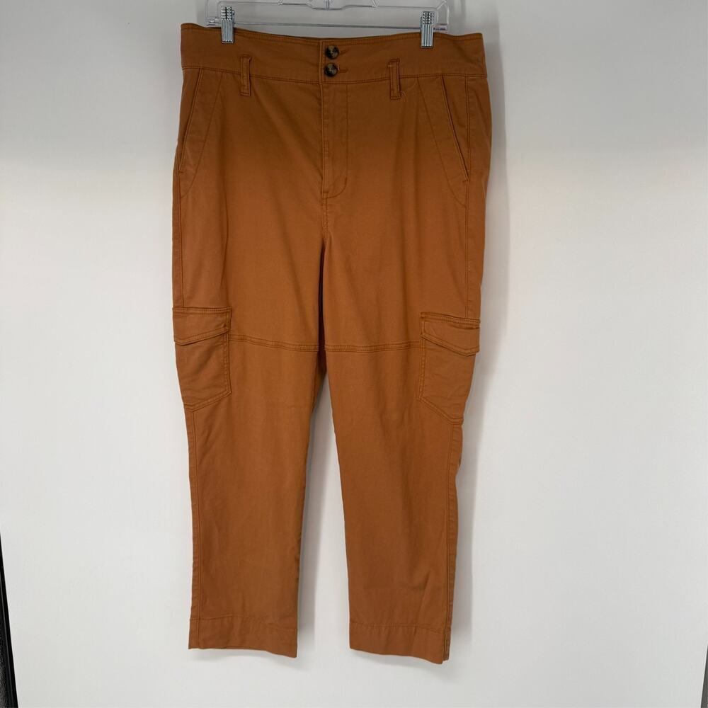 Cabi Cargo Pants Womens 8 Brown Stretch Fabric Skinny Ankle Cropped High Rise